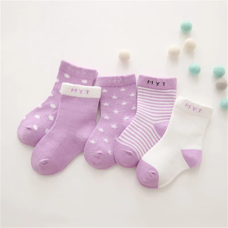 5 pair Simple geometry Safe Warm Comfort High Quality Cotton Soft Newborn Socks Kids Boy New Born Baby Girl Socks Miaoyoutong - Цвет: 2004-zi