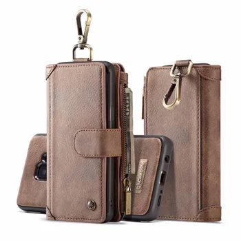 

For Samsung S9 S8 Plus Note 8 Wallet Case Magnetic 2 in 1 Detachable Phone Cover Pouch Folio Case Card Pocket with Hanging Hook