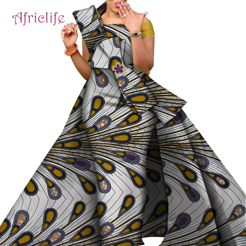 Новейший дизайн традиционная юбка Danshiki модная ткань хлопок африканский Базен ткань платья для женщин WY4630 - Цвет: 3