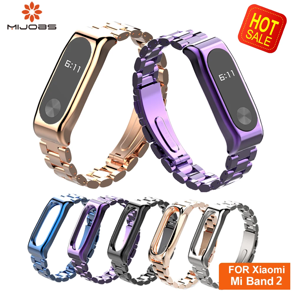 

Mijobs Metal Mi Band 2 Strap Bracelet Smart Band Accessories for Xiaomi mi band 2 Strap Stainless Steel Bracelet Mi band 2 Strap