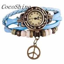 CocoShine A-777 Nova Moda Tecer Em Torno de Pulseira De Couro Lady Mulher relógio de Pulso Relógio de Quartzo por atacado Frete grátis