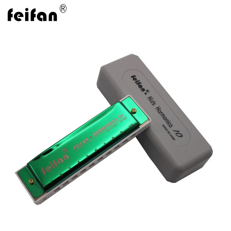 FEIFAN 10 Hole C Tune Harmonica Bruce Titanium Metal Harmonica Standard