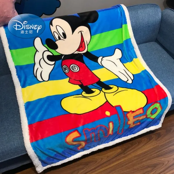 Одеяло disney Mickey mouse из кораллового флиса с шерпой и подложкой, 100x140 см, покрывало для малышей, детей, на кровать, кроватку/диван, осенне-зимнее одеяло - Цвет: sherpa backing 1