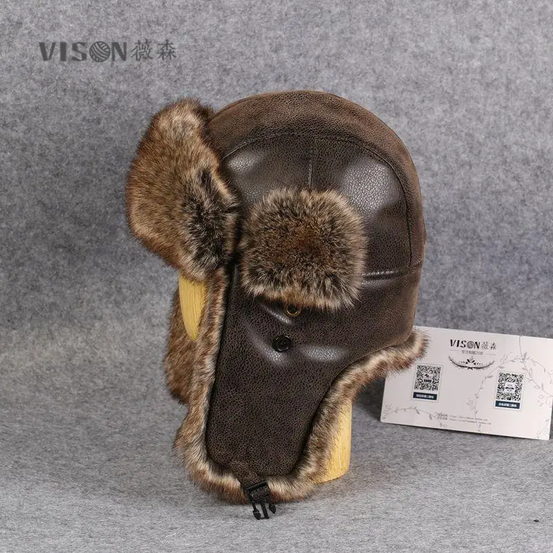 Новая зимняя шапка Авиатор бомбардировщик ушных лоскутов кепка мужская защищенная шапка-ушанка толстые теплые меховые шапки для мужчин и женщин зимние шапки для мужчин