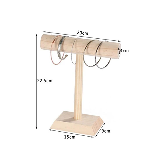 Портативный Бархатный браслет подставка для ожерелья ювелирных украшений подставка держатель часы ювелирные изделия Органайзер Т-бар стойка - Цвет: Low wood