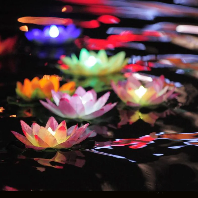 

24 pcs Diameter 19 cm LED Lotus Lamp in Colorful Changed Floating Water Pool Wishing Light Lamps Lanterns for Party Decoration