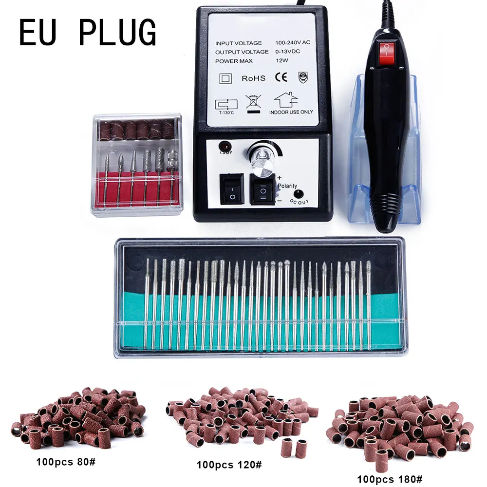 20000 ОБ/мин дрель для ногтей Полировка фрезеровка маникюрная машина инструмент для педикюра 30 шт. сверлильный станок для ногтей 100 матовая электрическая дрель для ногтей - Цвет: ZH1430DEU