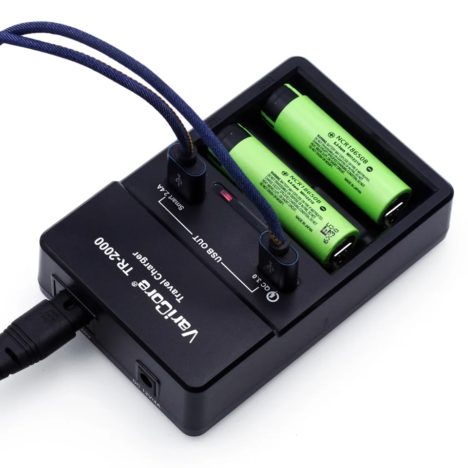 

VariCore TR-2000 18650 Battery Charger, Fast Charge 3.0, for charging 18650 26650 battery and QC 3.0 / USB 5V mobile device.