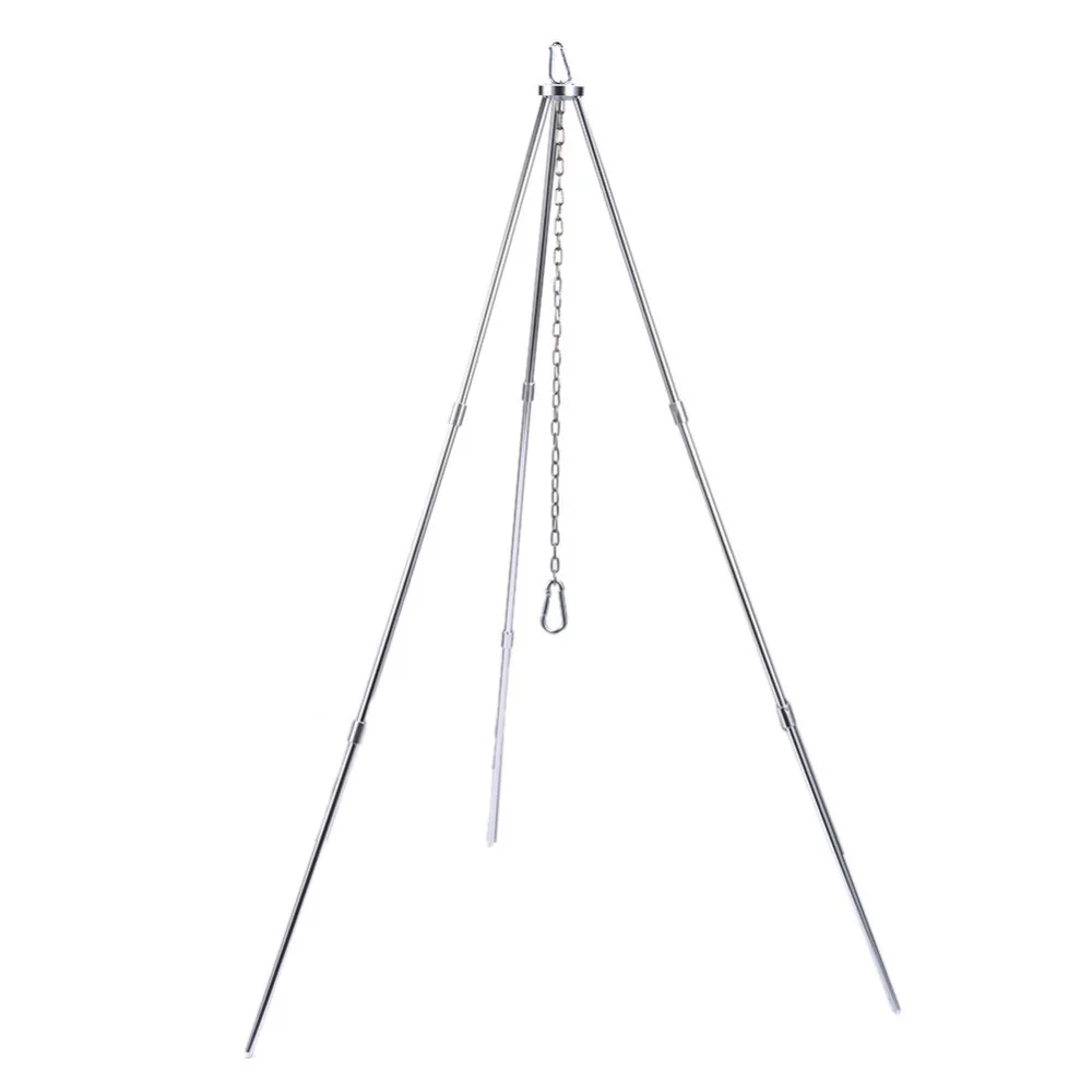Outdoor Camping Picnic Cooking font b Tripod b font Hanging Pot Durable Portable Campfire Picnic Pot