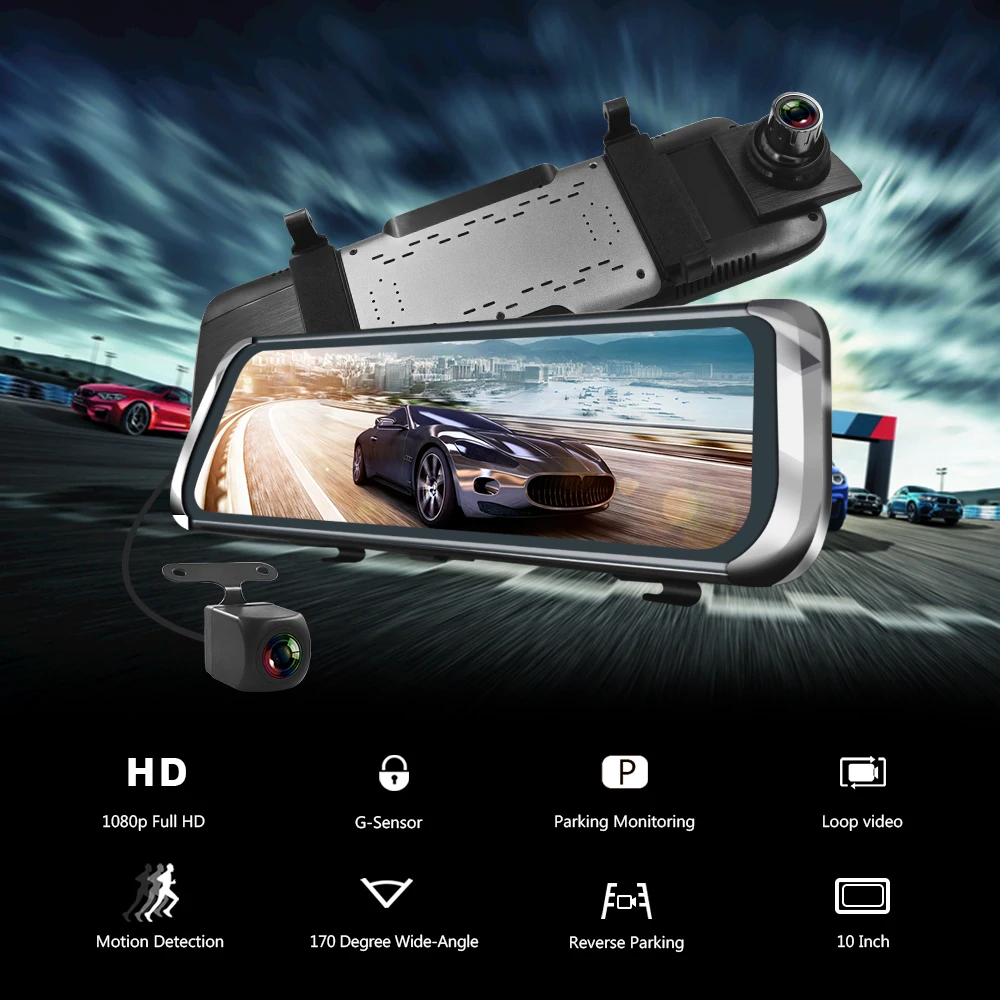 Камера заднего вида Dash camera 10 дюймов lcd Full HD экран 1080P рекордео для