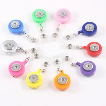 

10PCS Mixed Colors Snap Button Stretchable Eyeglass Holder ID Badge Holder Keychain Name Tag Holder Brooch Fit 18MM Snap Button