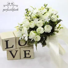 Perfectlifeoh Цветы Свадебный букет из роз лента поддельный свадебный букет