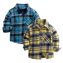 Новинка года, осенние детские рубашки для мальчиков модные рубашки в клетку с длинными рукавами и воротником «Мандарин» для детей возрастом от 2 до 8 лет, детская одежда