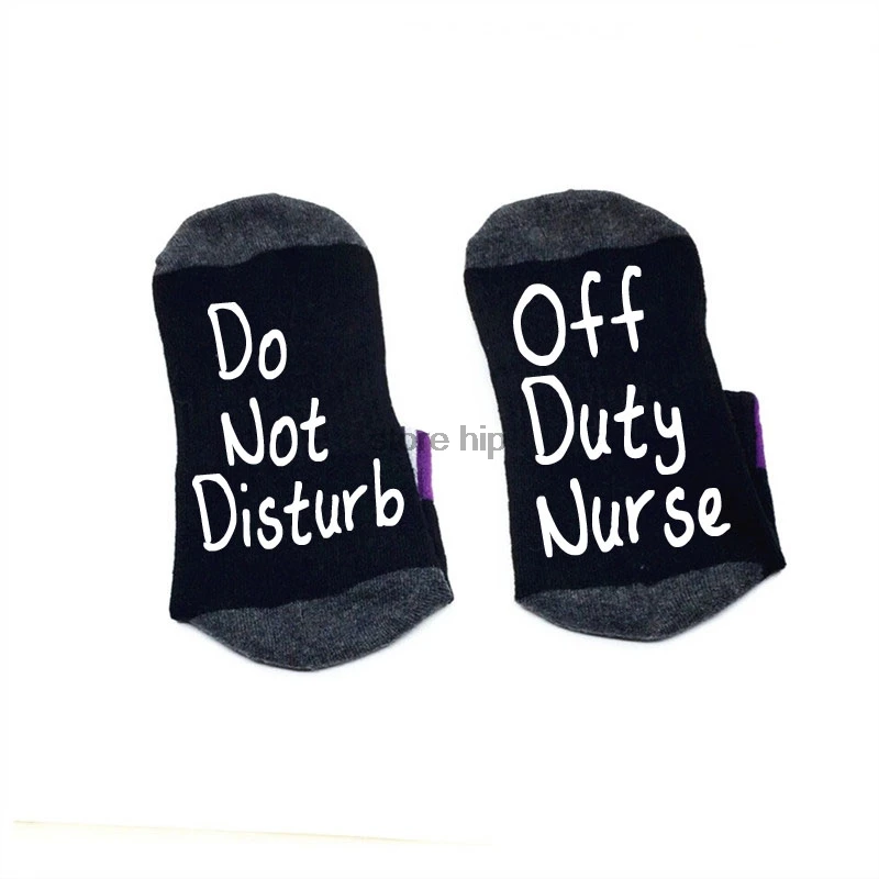 Не беспокоить пошлины медсестры слова на носки медсестры удобные хлопковые носки унисекс Мужские и женские носки - Цвет: Black gray