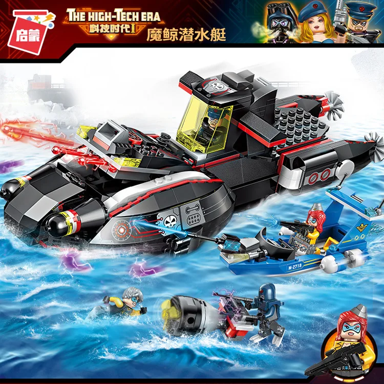 

ENLIGHTEN 2718 City Technic Chariot Whale Submarine Figure Blocks Compatible big brand Construction Building Toys For Children