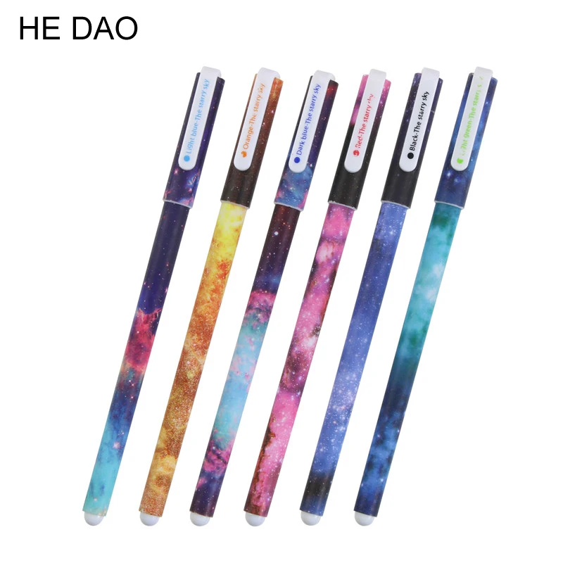 

6 Pcs / Set Color Gel Pen Starry Pattern Cute Kitty Hero Roller Ball Pens Stationery Caneta Escolar Office School Supplies