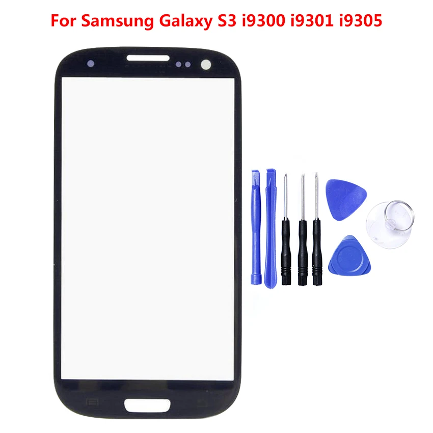 Для samsung Galaxy S5 S4 S3 i9300 i9305 i9300i i9301 i9301i i9308i переднее внешнее стекло Сенсорная панель экран дигитайзер дисплей - Цвет: For S3 black