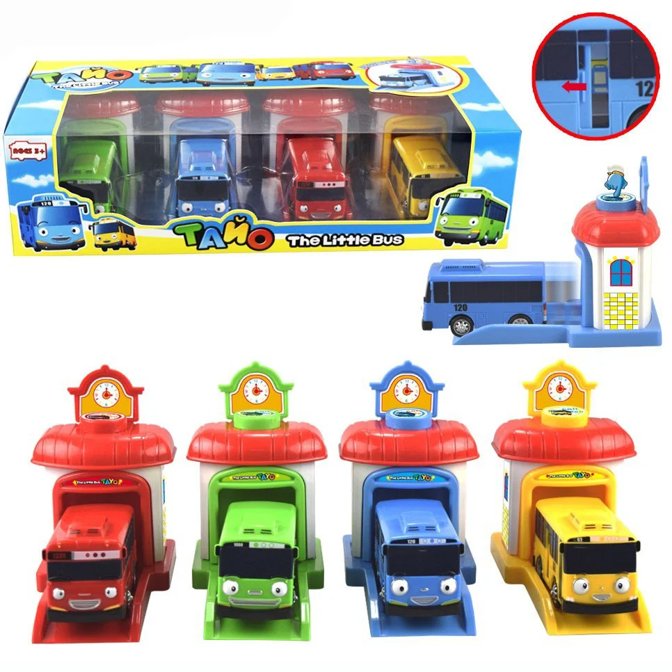 

2016 Scale model 4pcs/set tayo the little bus children miniature bus plastic baby oyuncak garage tayo bus car kids toys gift