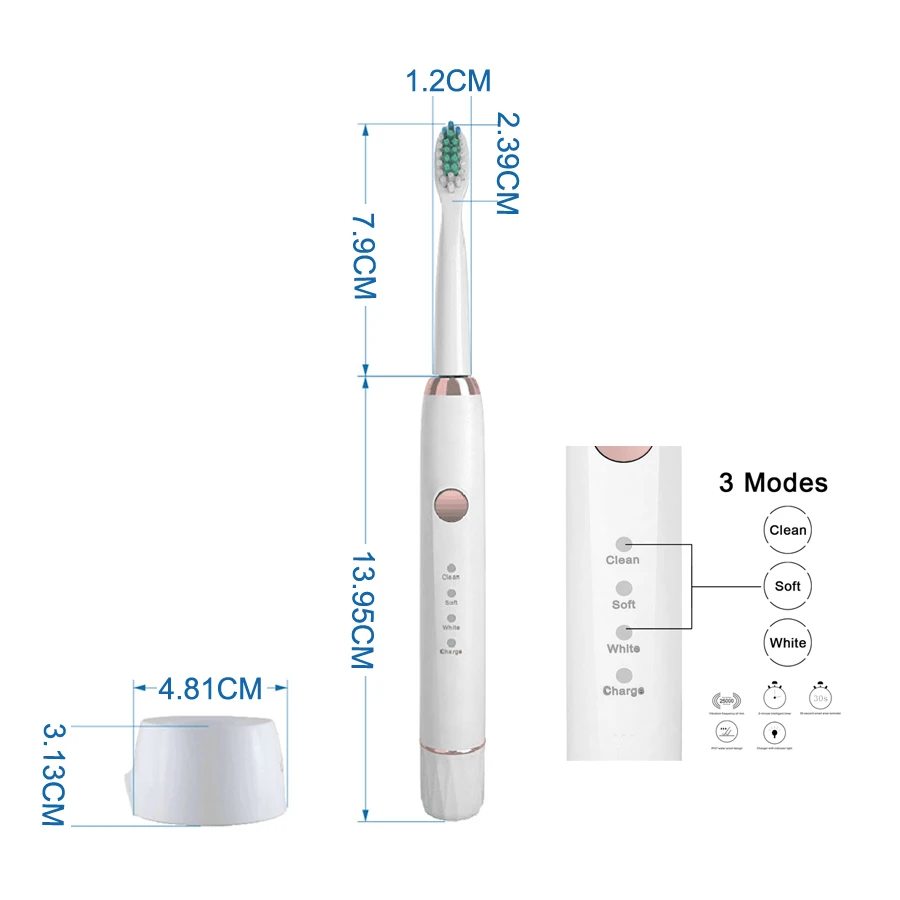 Sarmocare M100 Electric Ultrasonic Toothbrush sonic toothbrushes IPX7 Waterproof replacement battery tooth brush teeth brushes Sarmocare M100 Electric Ultrasonic Toothbrush sonic toothbrushes IPX7 Waterproof replacement battery tooth brush teeth brushes