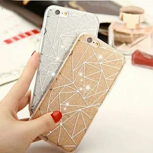 Cover Case Glitter Powder Silver Rhombus Soft TPU Case For iPhone 6, iPhone 7, iPhone 8, iPhone X