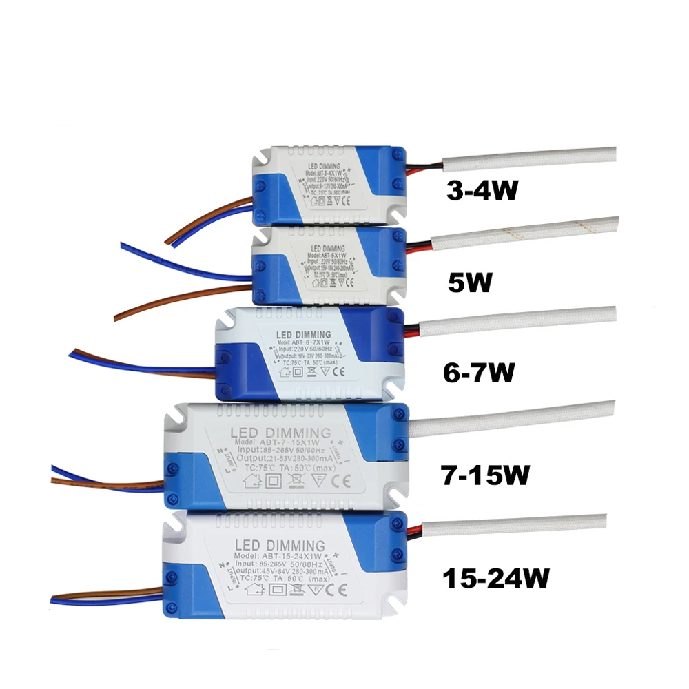 Светодиодный драйвер с регулируемой яркостью, 3-24 Вт, светильник, трансформатор, 300 мА, источник питания, AC85-265V, DC3-85V, адаптер для лампы, светильник
