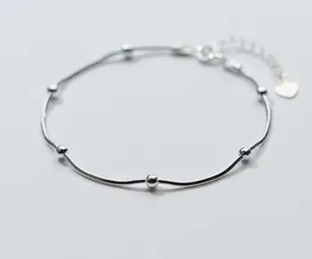 

fashion 100% Real. 925 Sterling Silver Fine Jewelry 3mm Round Beads Charms Snake bone Anklet Bracelet GTLS481