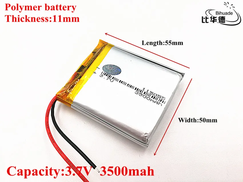 3,7 V 3500 mAH 115055 полимерная литий-ионный/литий-ионный Перезаряжаемые аккумулятор для DVR, gps, mp3, mp4