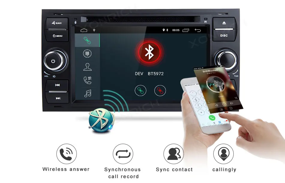 Top 2 din Android 8.1 Car DVD Player Multimedia For Ford Fiesta Ford Focus 2 Mondeo 4 C-Max S-Max FusionTransit Radio GPS Navigation 3