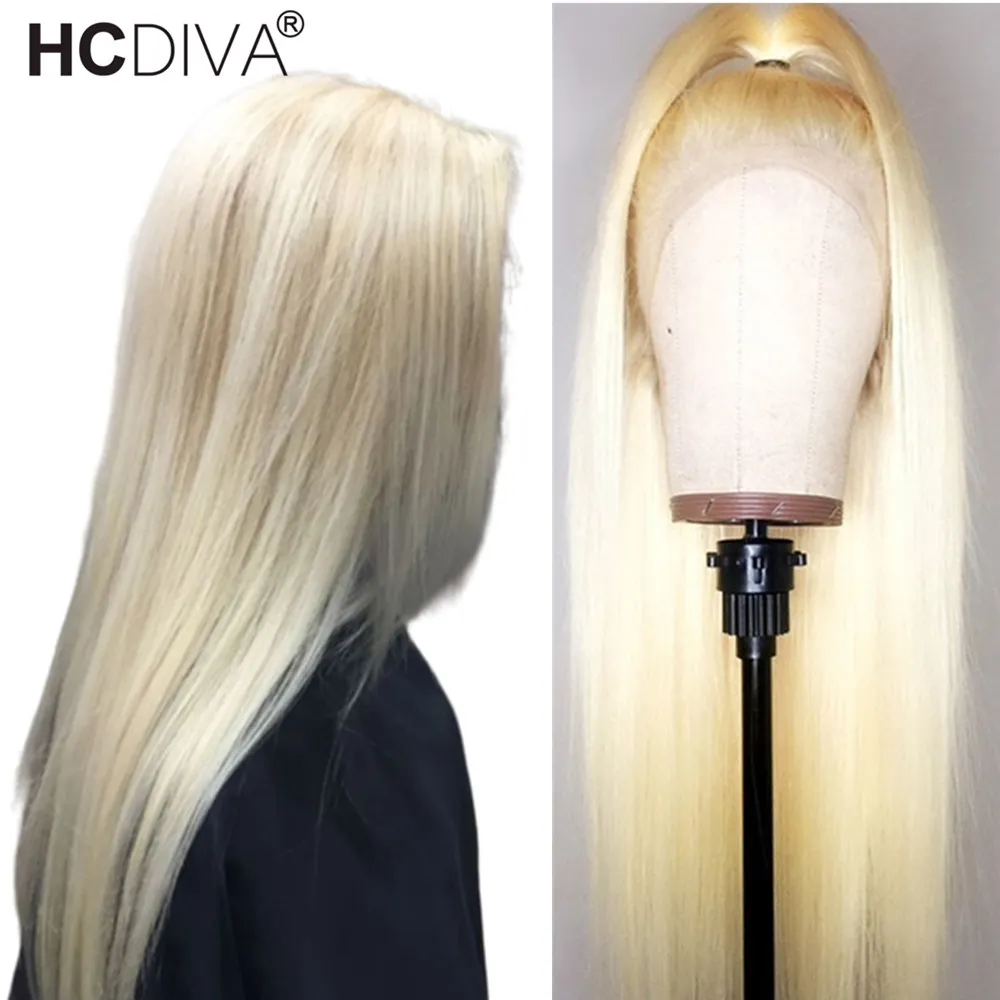 

613 Blonde Full Lace Human Hair Wigs With Baby Hair Straight Brazilian Remy Full Lace Wigs Pre Plucked Natural Hairline HCDIVA