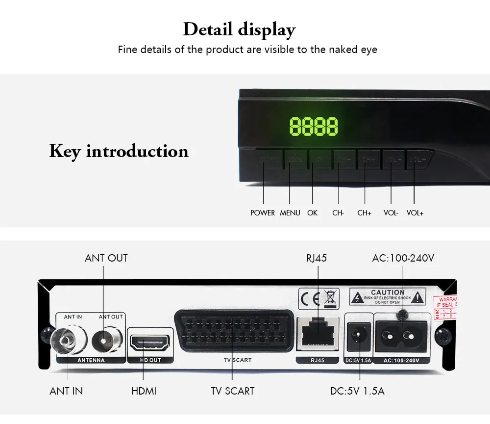 Vmade DVB-T2/T ТВ-тюнер H.265 HD цифровой эфирный ресивер Full 1080P Поддержка Youtube Dolby AC3+ wifi с внутренней ТВ-антенной