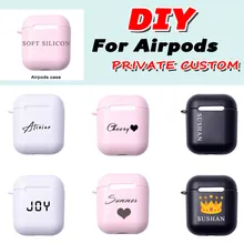 Custom name logo image Soft Silicon Matte Case For AirPods Case for Bluetooth Wireless Airpod Cover DIY Customized Photo Letters