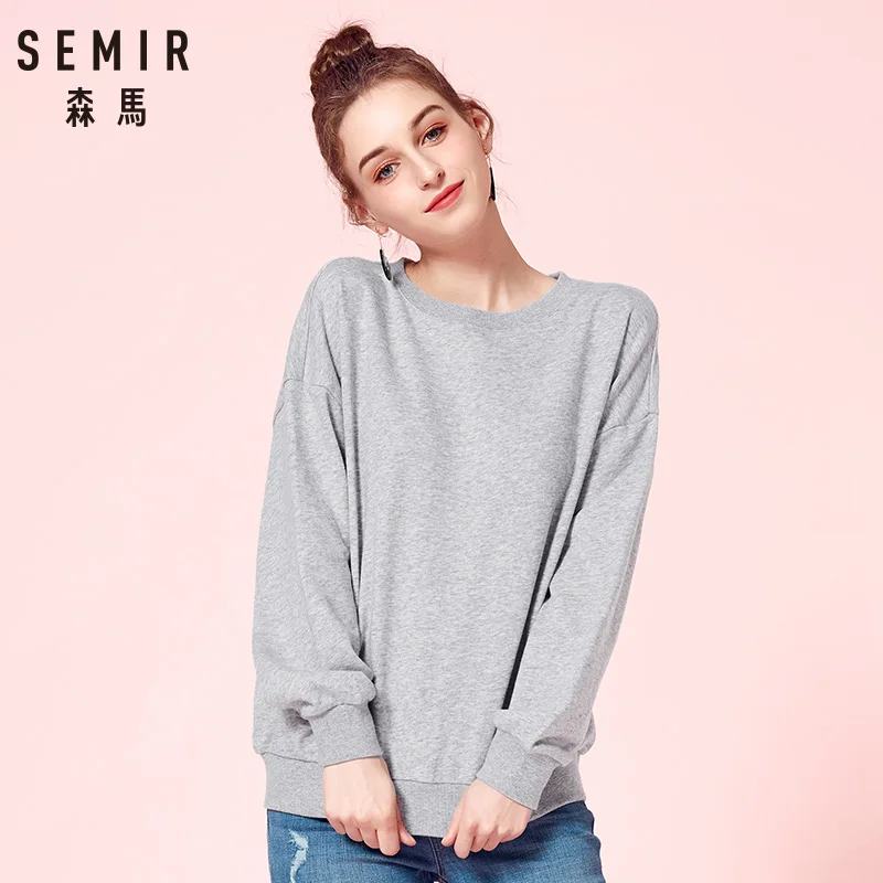  SEMIR Women Sweatshirt Pullover Sweatshirt with Ribbed Crewneck and Cuffs and Hem Girls Fashion Sol