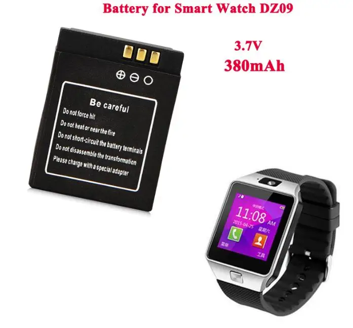 

1pc 3.7V 380mAh Rechargeable Battery For Smart Watch dz09 A1 SmartWatch Replacement Battery For Smart Watch dz09 RYX-NX9 KSW-S6
