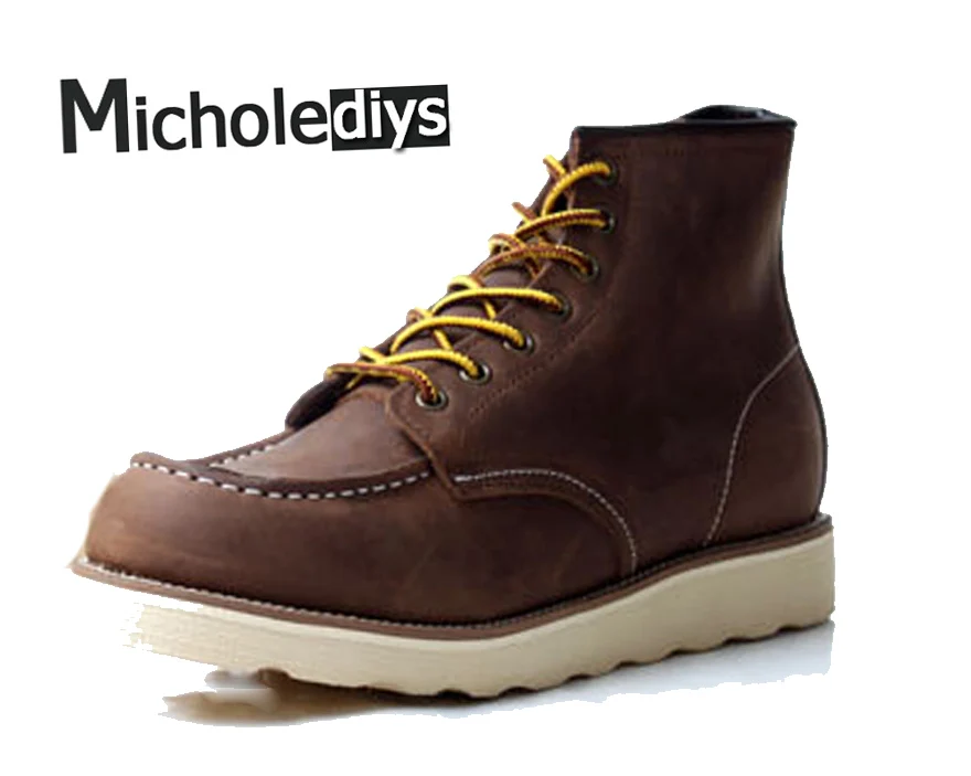 Micholediys/брендовая кожаная обувь ручной работы коричневые рабочие ботинки на