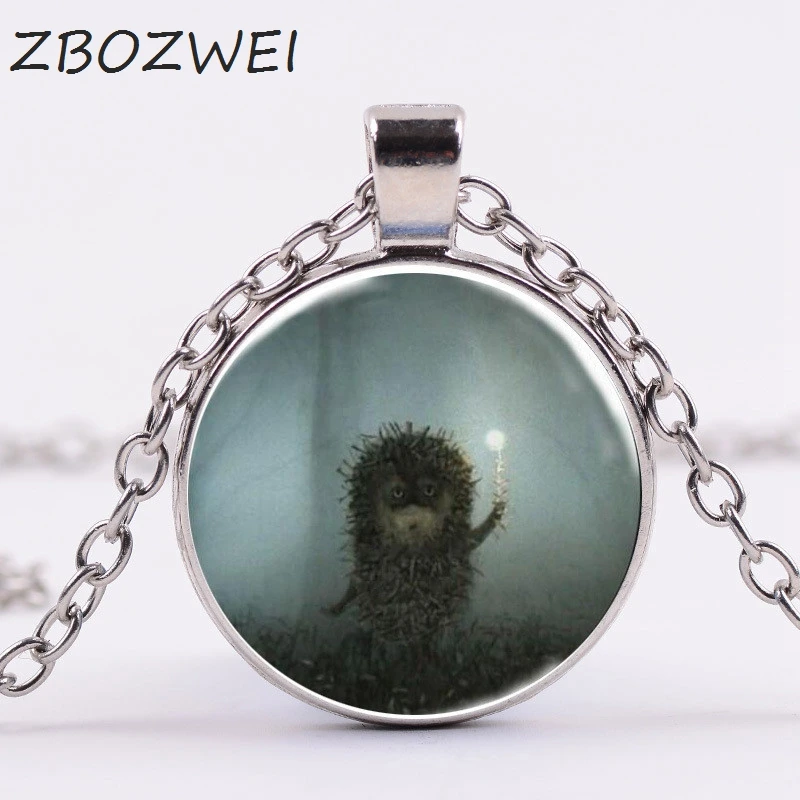 

3/Color Fog Hedgehog In The Fog Silver Pendant Necklace Long Chian Statement Handmade Fashion Necklace For Women