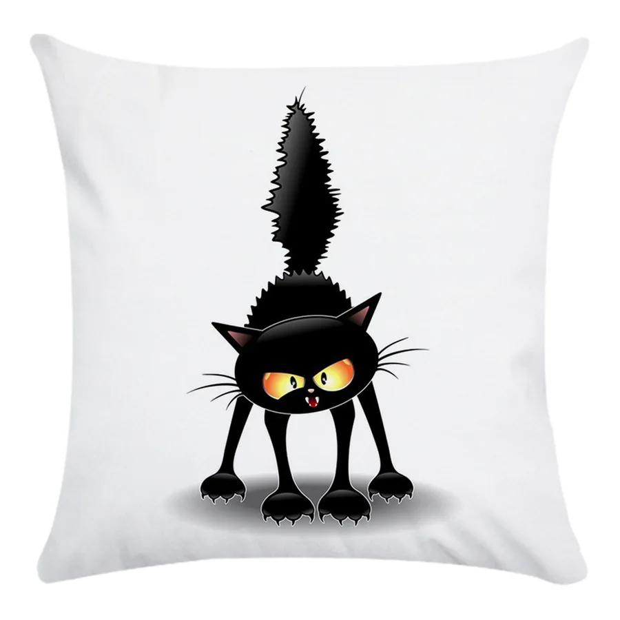 CUSCOV ew мультяшная черная кошка супер мягкая полиэфирная домашняя наволочка, украшение для гостиной, дивана, наволочка, наволочка