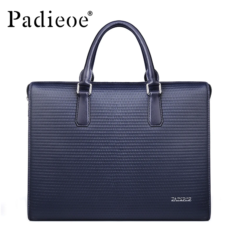 

Padieoe Men's Genuine Leather Briefcase Real Cow Leather Handbag Business Tote Laptop Bag Men's Travel Shoulder Bag For Male