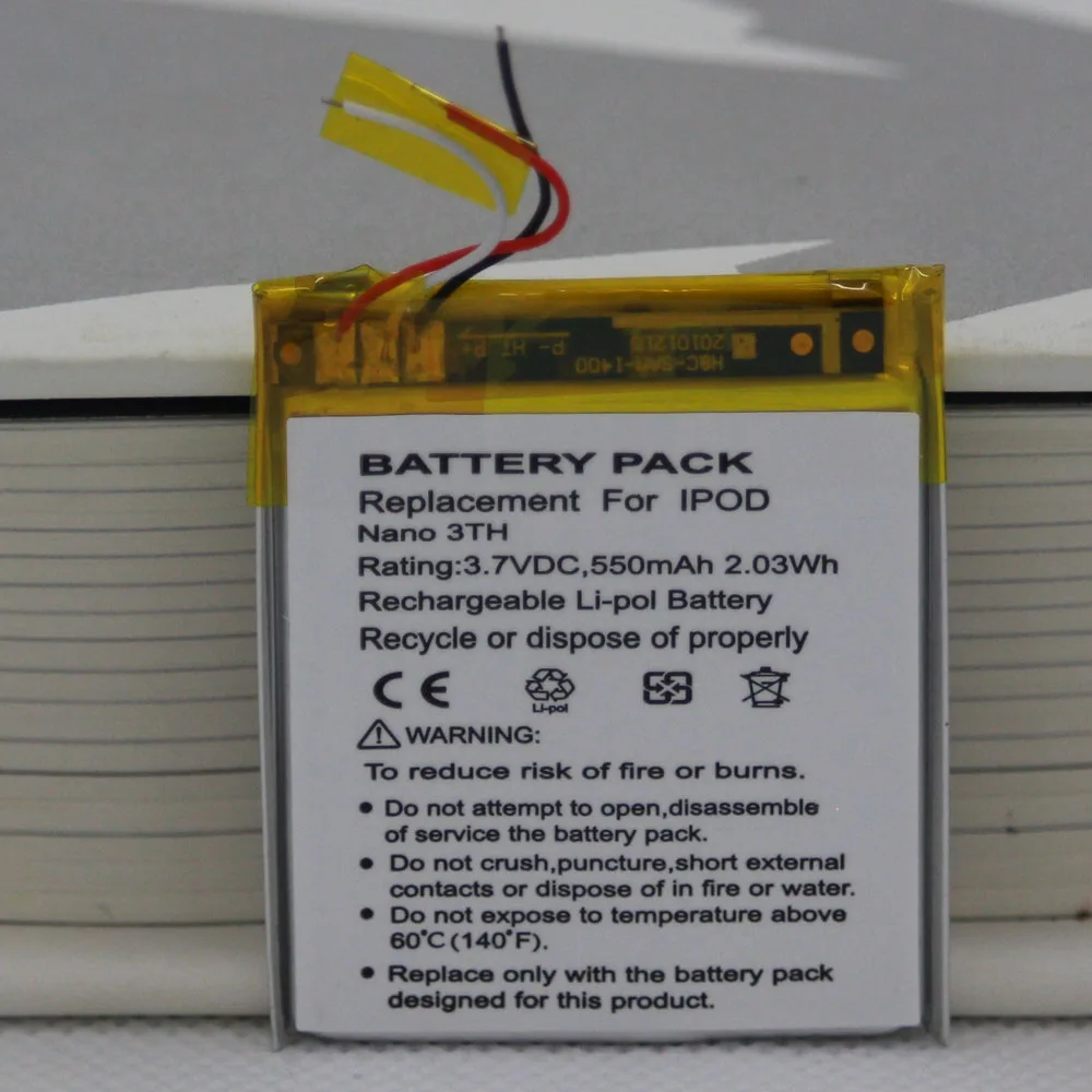 ISUNOO 20 шт./лот нано батарея для Nano3 Замена батареи 3 7 в литий-ионная iPod Nano 3-го