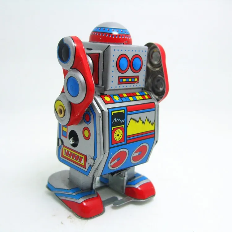 [Best] Классическая коллекция Ретро Заводной ветряной металлической ходьбе жестяная пластина диджей измеряемая робот помнит механическая игрушка подарок для детей