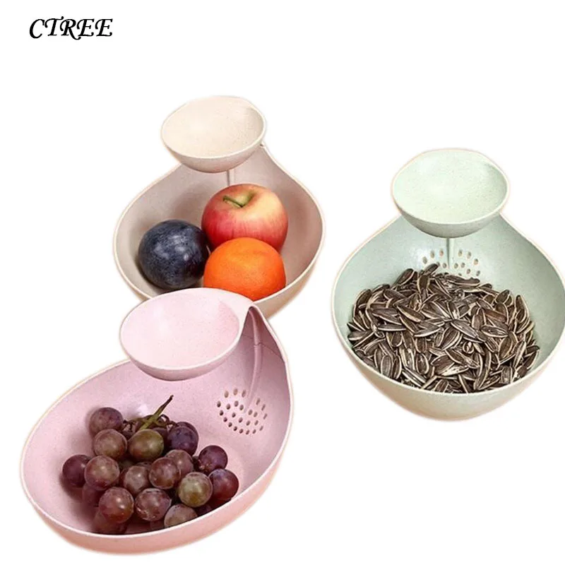 

CTREE New Creative Lazy Fruit Plate Fruit Basket Home Coffee Table Candy Melon Dish Plate Salad Dish Versatile Drain Basket C603