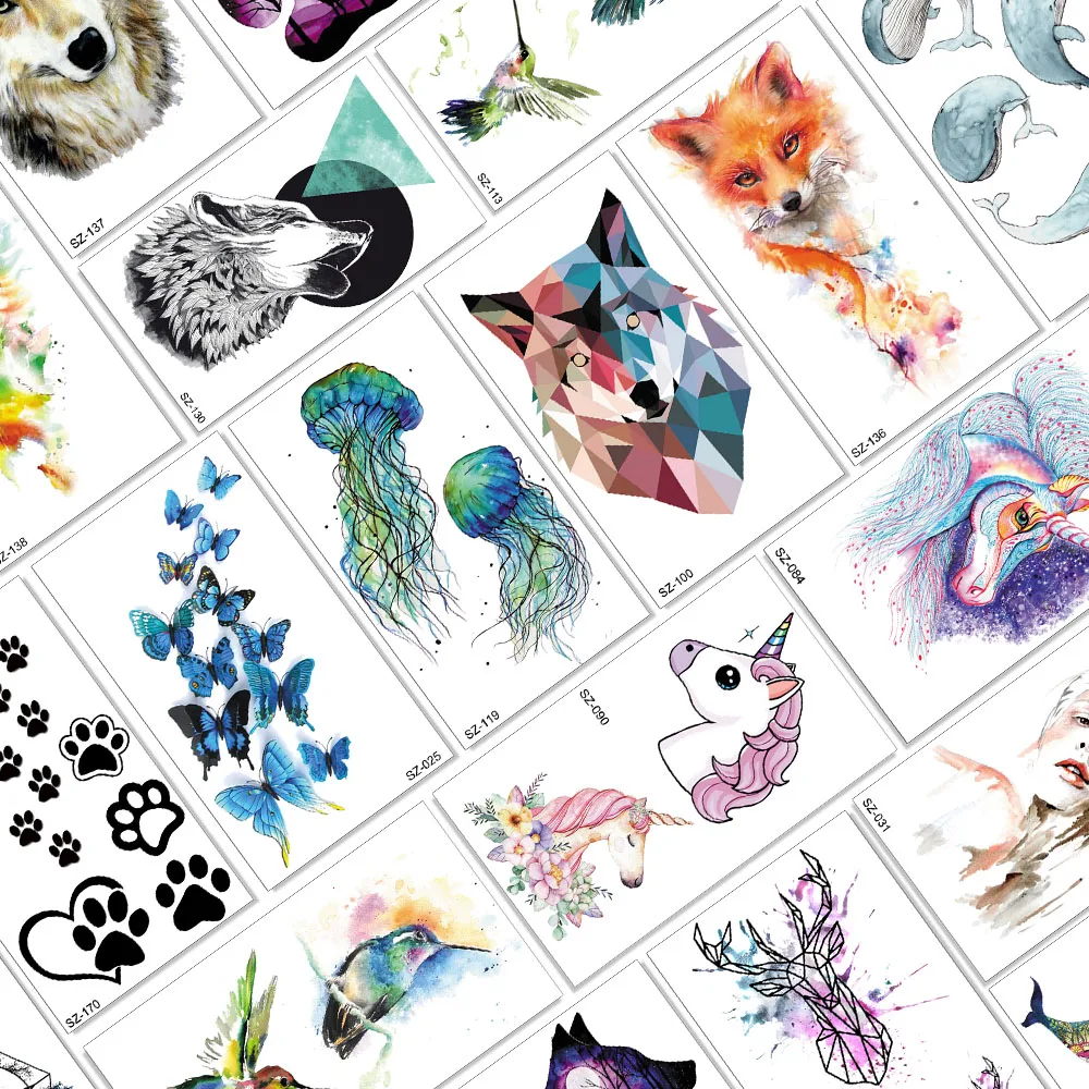 

Colorful Animal Temporary Tattoos Fake Body Art Painting Arm Chest Wasit Tattoo For Adult Kids Waterpoof Realistic Sheet Sticker