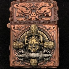 TH 3 цвета фиолетовый медный ручной работы 3D монстр тиснением 12 зодиака вращение зажигалка