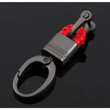 

Hot sale New key chain key ring Creative hand-woven leather rope buckle waist keyrings for car