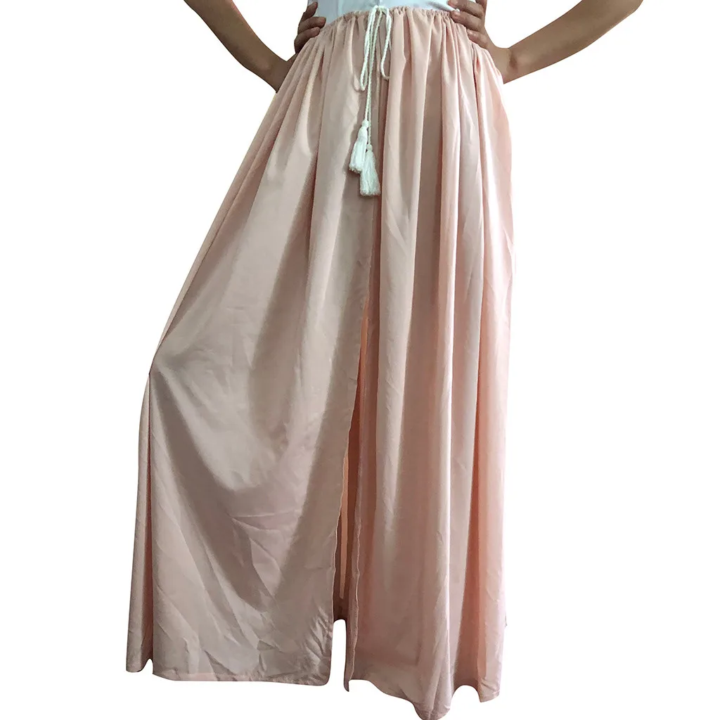 Для женщин Повседневное шифон BOHO Дамы Твердые Gypsy длиной макси длинная юбка мода Высокая талия принцесса юбки для