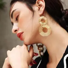 

CoalaKaptain 2018 Big Hoop Exaggerated Loop Round Ring Earrings For Women Larger Circle Earrings Metal Jewelry Punk Pendientes