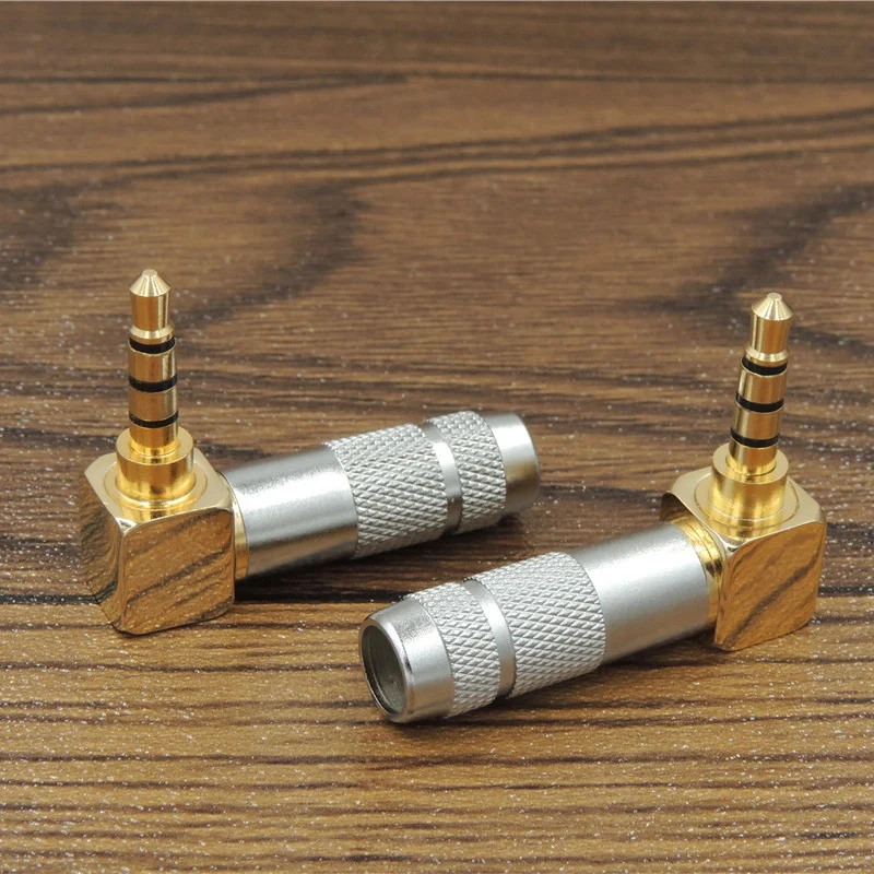 

2pcs brass Solder Stereo 4 Pole 3.5mm 90 Degree Plug Angled Jack Cable connector