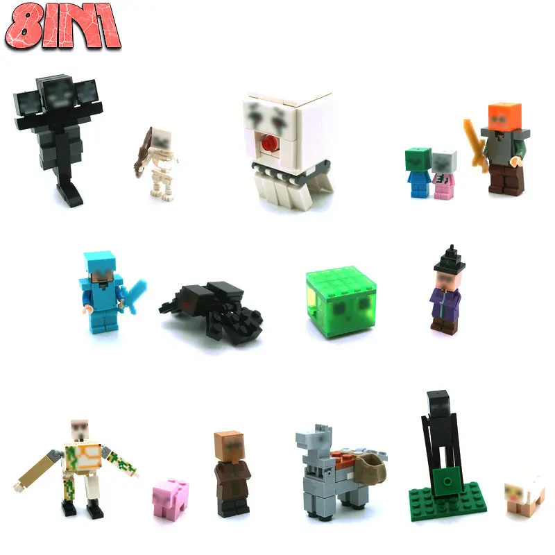 

Minecrafted LegoINGly Zombies Steve Slime Witch Compatible LegoINGlys Building Blocks Figures Bricks Set Toys For Children Gifts