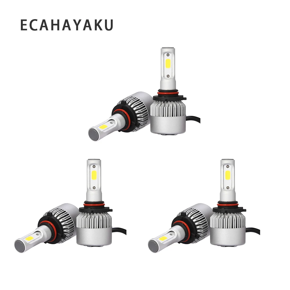 ECAHAYAKU 3 комплекта светодиодный лампы для Фар H4 Hi Lo луч H7 H11 H1 H3 9005 9006 S2 COB 6500K налобный