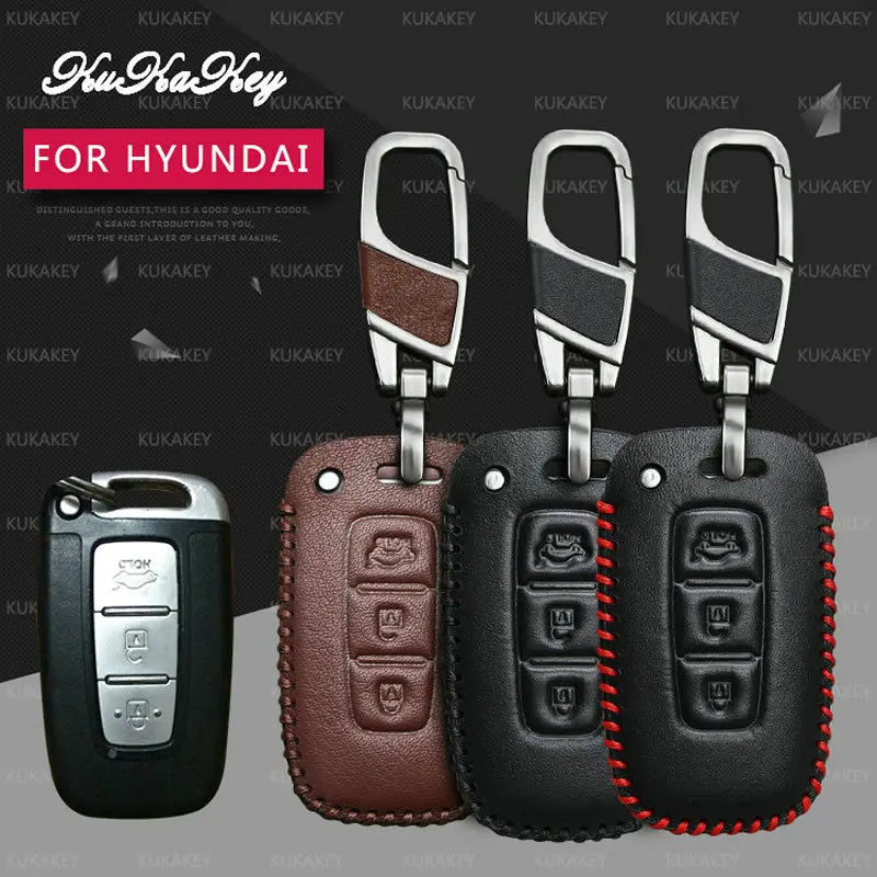 Genuine leather 3 Button Smart Car Key 