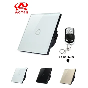 

Aoyan EU Standard Remote Switch, 1 Gang 1 Way Toughened Crystal Glass Panel Touch Switch,110-250V Compatible Broadlink RM2 RM Pr